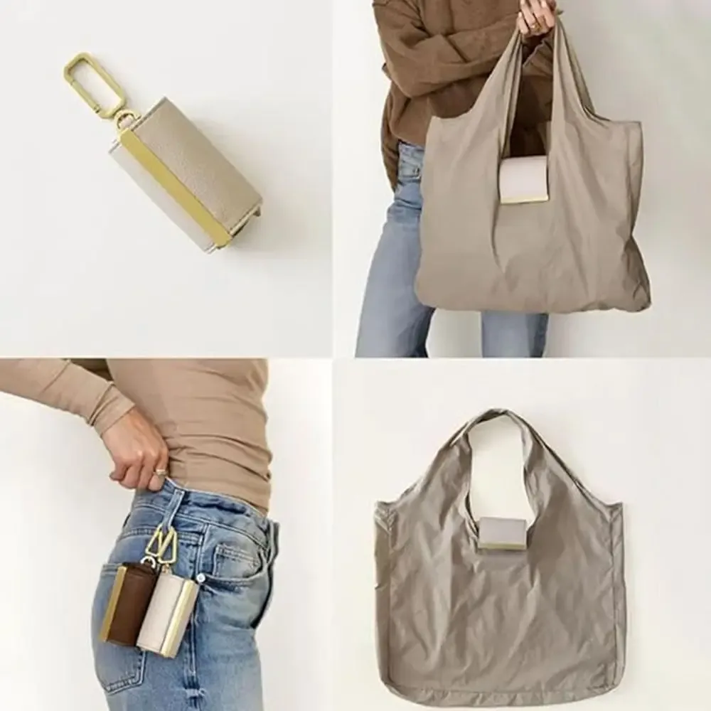 Sac fourre-tout portable mini avec porte-clés, extensible, écologique, grande capacité, pliable, pour le voyage