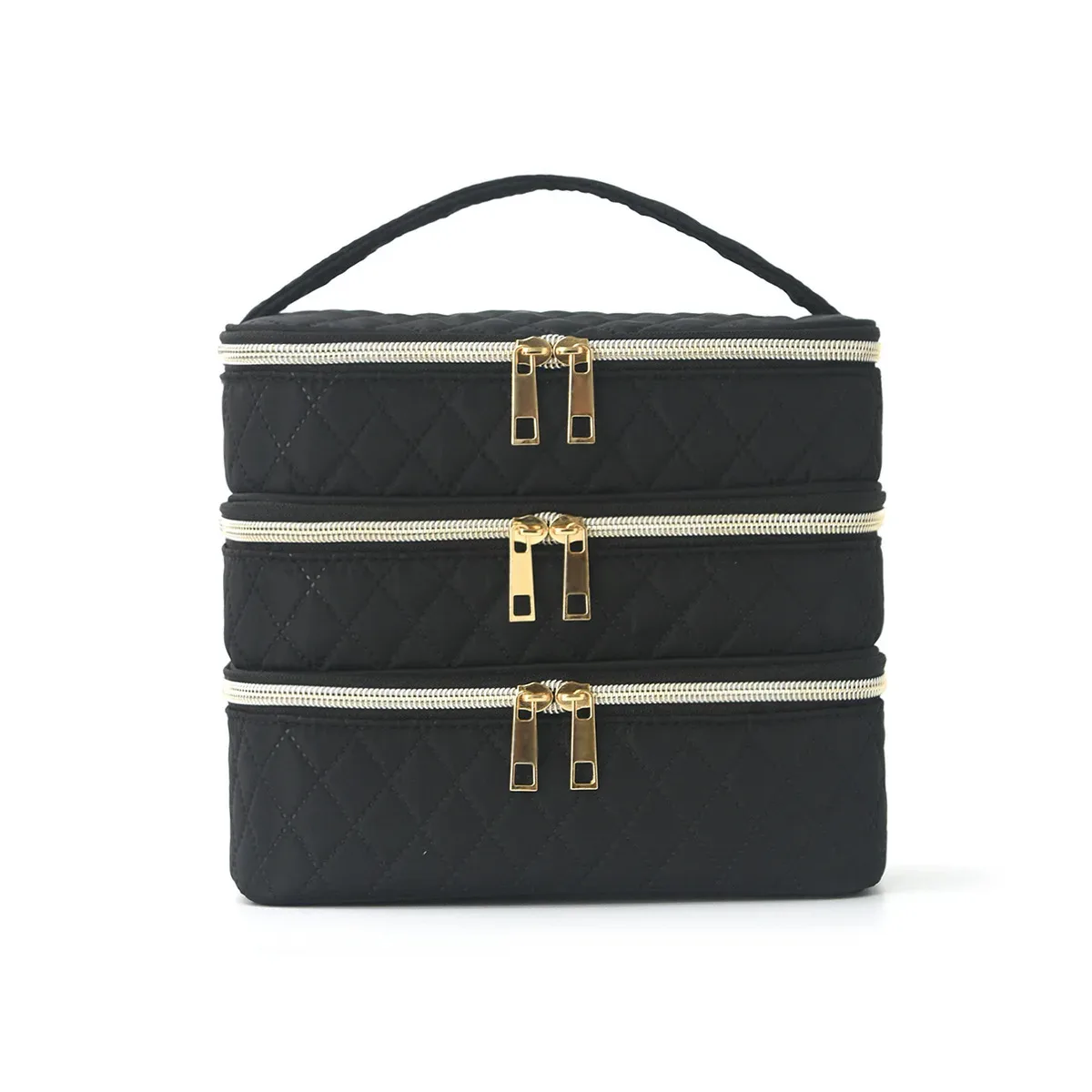 trousse de maquillage à trois couches de luxe, grande capacité, trousse de toilette portative de grande valeur, sac à main de voyage pour cosmétiques