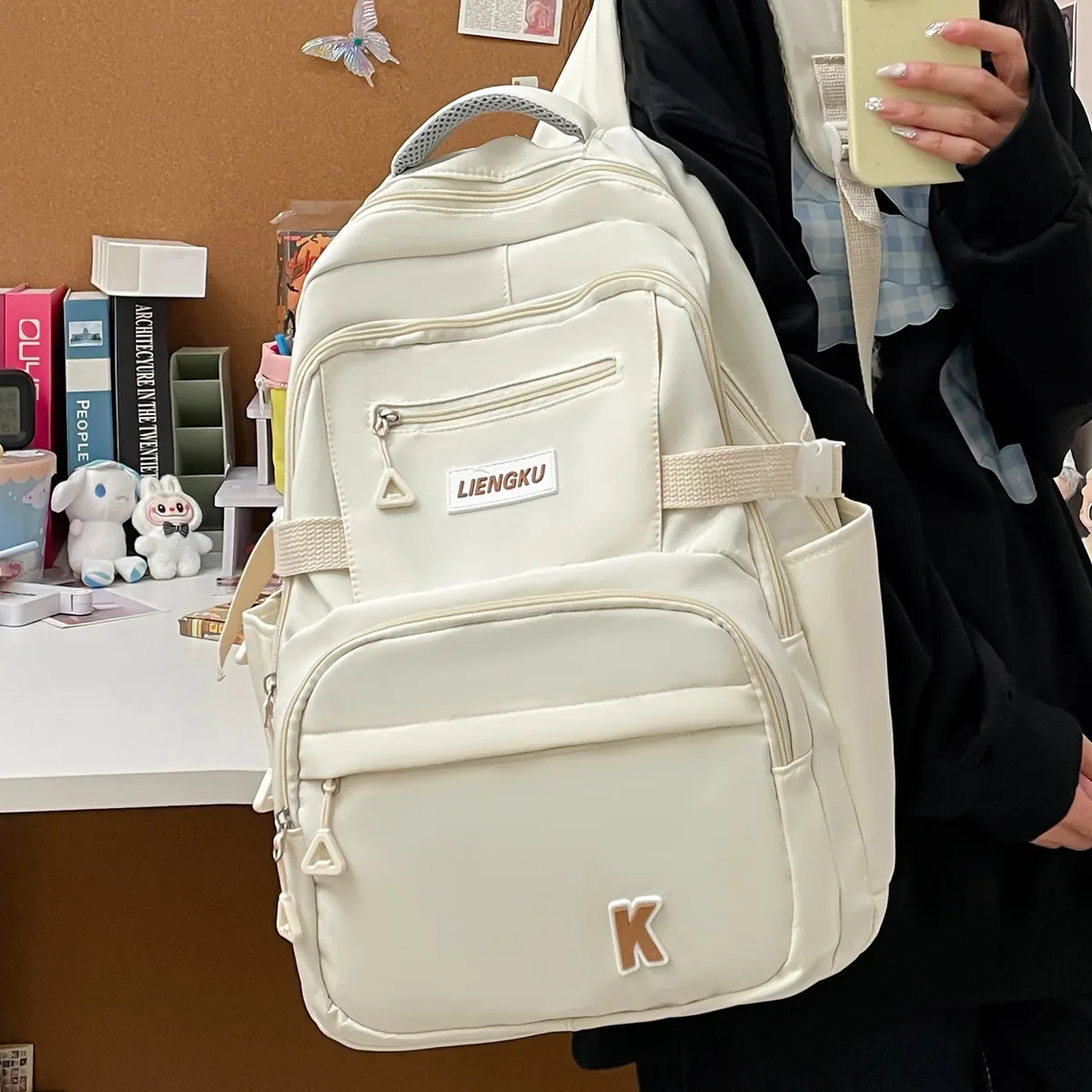 Sac à dos Kawaii grande capacité pour femme, sac pour ordinateur portable, sac à dos pour lycéenne, sac à dos tendance Instagram, sac d'école