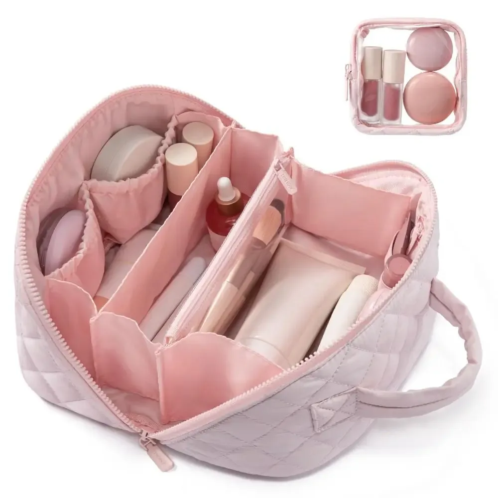 nouvelle trousse de maquillage pour femmes, grande capacité, pliable à plat, légère, portable, trousse de toilette, trousse à cosmétiques, sac de voyage et d'affaires