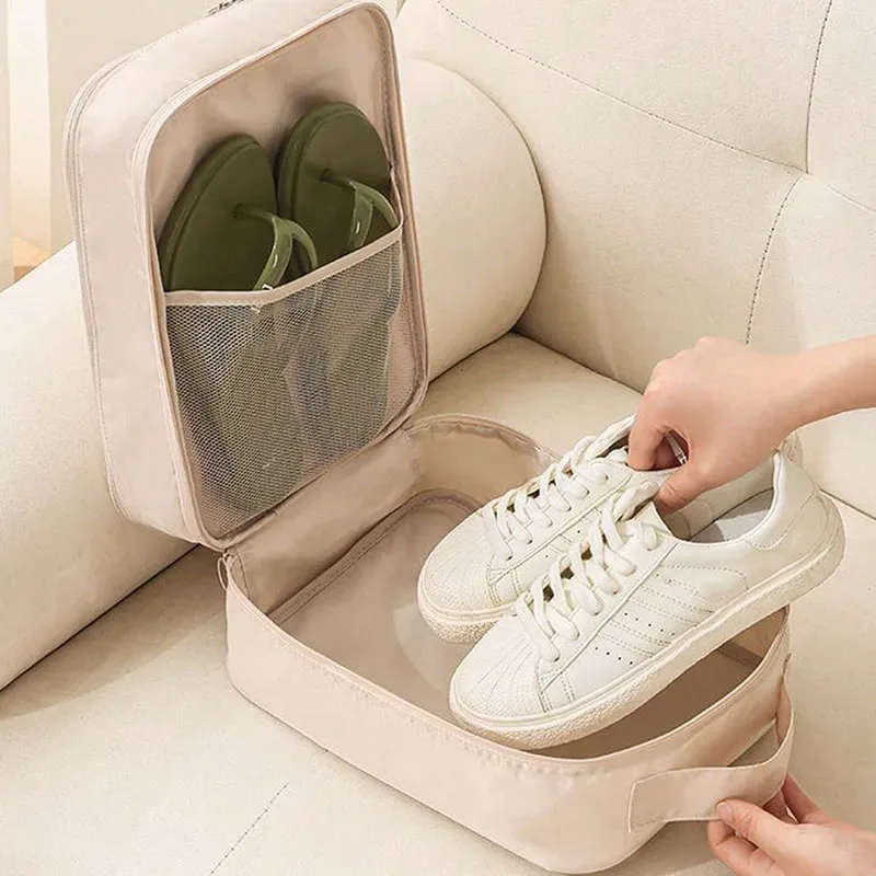 nouvelle sacoche de voyage pour chaussures, sac de rangement en maille respirante lavée, pour plusieurs paires