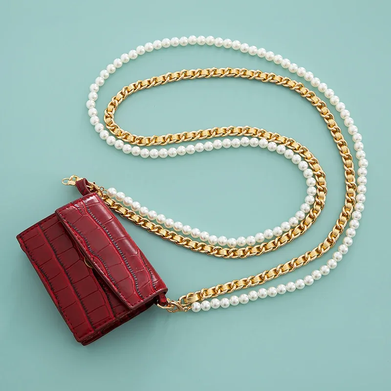 Ensemble de sac à main en similicuir et perles pour femme, design de marque, chaîne super chic, sac à bandoulière coloré, sangles de rechange