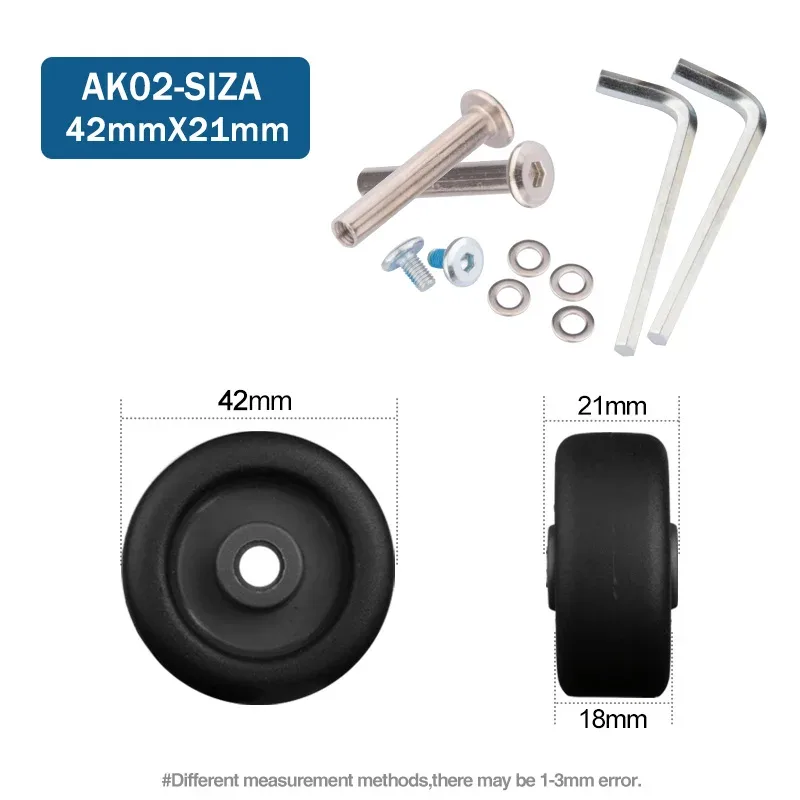 roues de rechange pour valise à bagages, axes od 36-50mm, noir de luxe avec vis, adaptées à une roulette pivotante de valise de 18 à 26 pouces