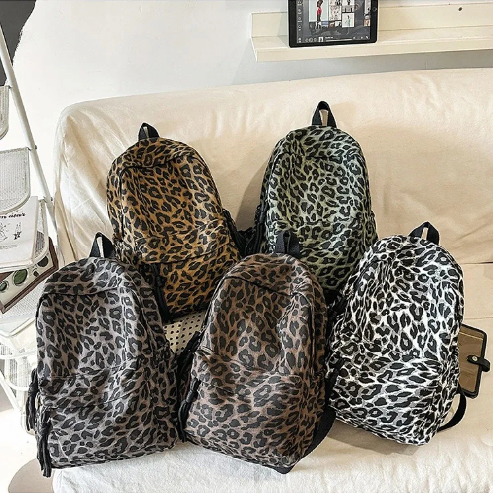nouveau sac à dos tendance à imprimé léopard pour femmes, sac à dos de voyage décontracté polyvalent, sac à dos style spicy girl, tendance instagram