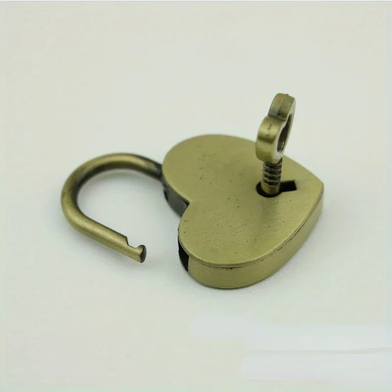 mini cadenas en métal vintage en forme de cœur, 2 pièces, valise, boîte à bagages, serrure à clé avec clé