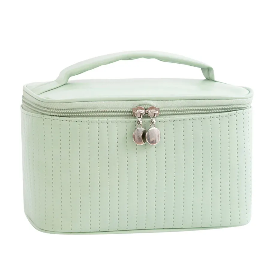 sacs de maquillage pour femmes, trousse de toilette de voyage, étuis mignons, boîte de rangement de maquillage portable de couleur unie, sac à cosmétiques nécessaire en cuir pu
