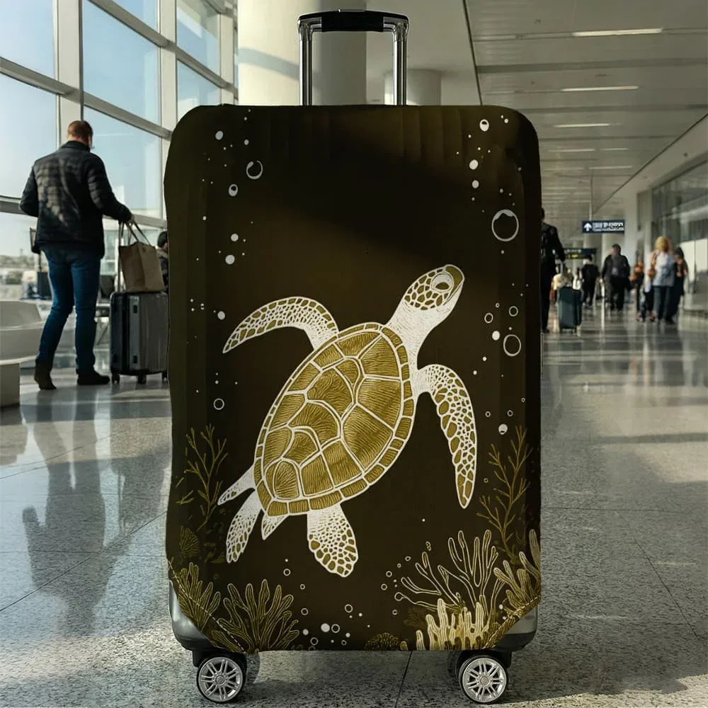 housse de bagage imprimée tortue de mer, adaptée aux bagages de 18 à 32 pouces, housse de poignée de bagage, accessoires de voyage