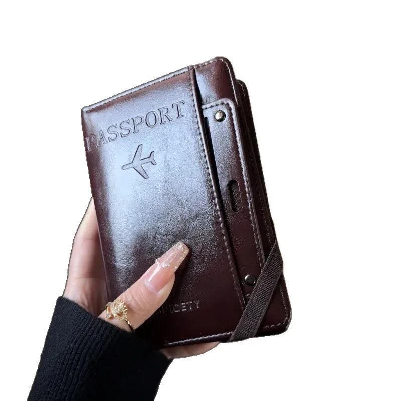 housse de passeport multifonctionnelle en cuir, porte-passeport, organisateur de documents de voyage, fente pour cartes et billets, pour hommes et femmes, voyage