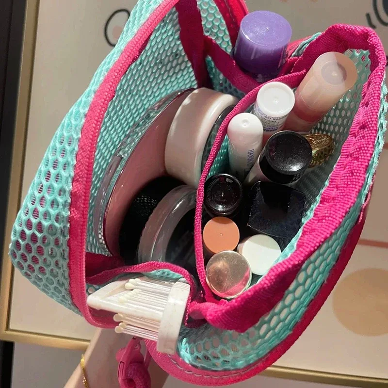 sacs à clés transparents de petite capacité, sac à cosmétiques, pochette de rangement carrée en maille, mini porte-monnaie à fermeture éclair, mini sac de lavage, étui de papeterie