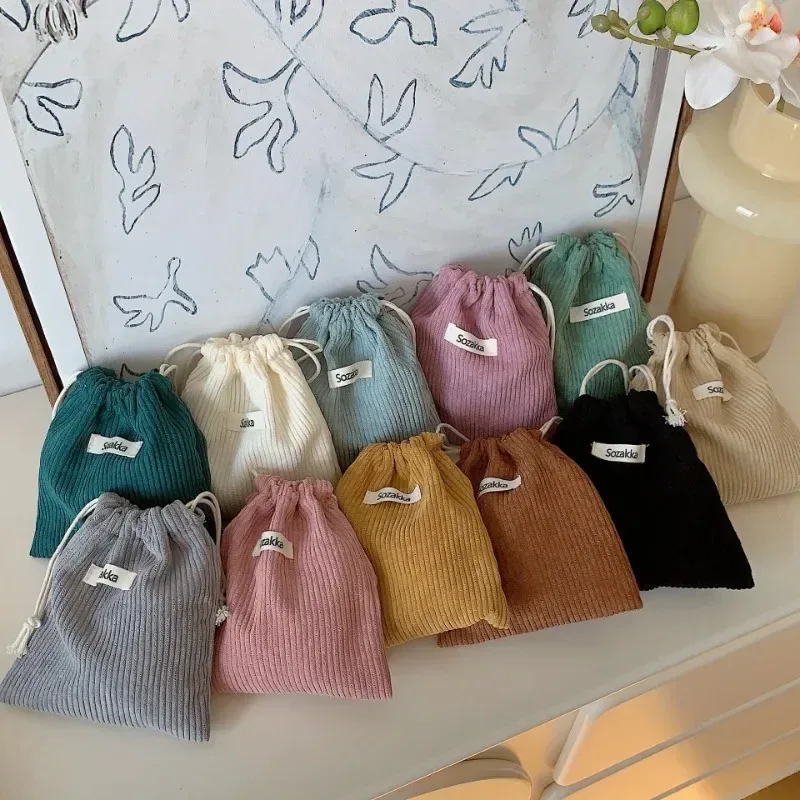 sac à cosmétiques à cordon de couleur unie, 1 pièce, pochette de voyage pour cosmétiques, rouge à lèvres, bonbons, sac d'emballage cadeau de noël, sac de rangement