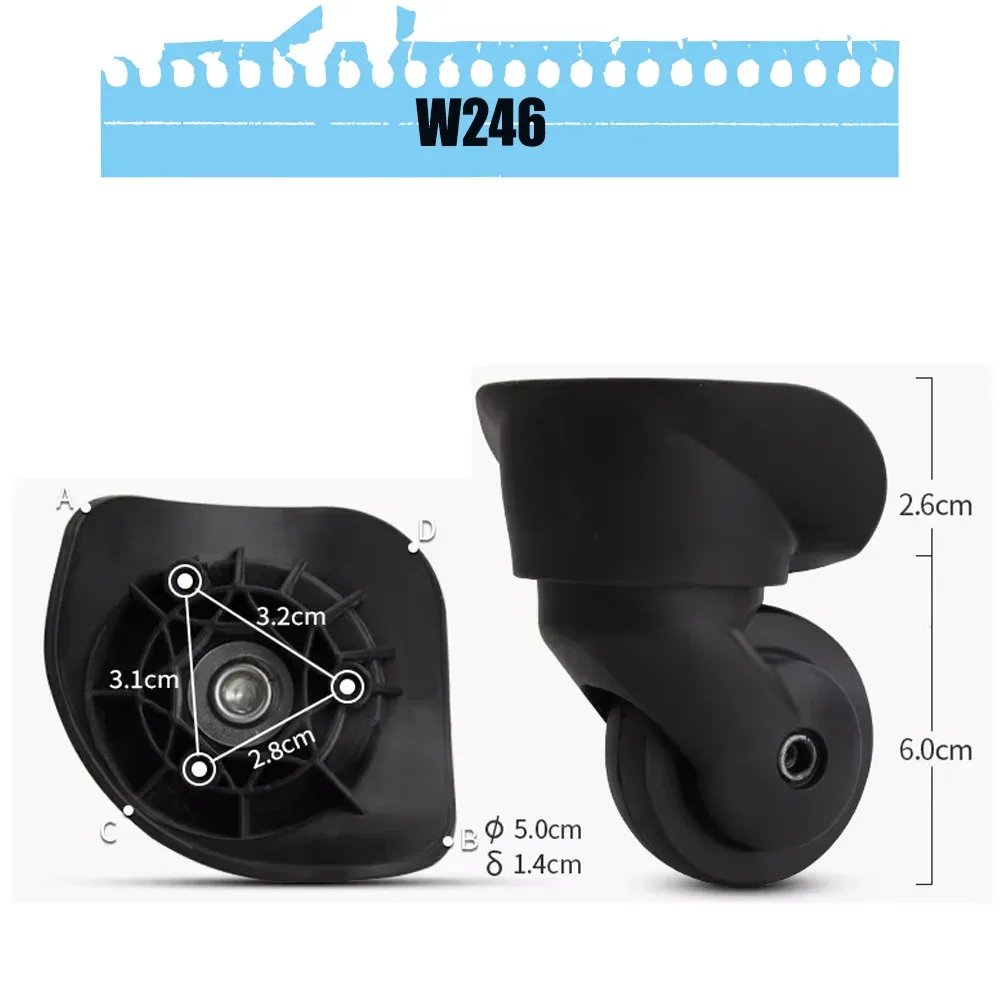 roues de remplacement universelles pour valises de voyage américaines, roulettes silencieuses pour bagages, chariot de voyage, rotation à 360 degrés