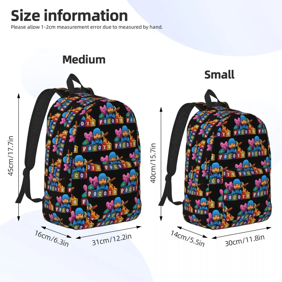pocoyo étudiant sac à dos sac d'école randonnée voyage sac à dos pour hommes femmes mode bookbag sacs à bandoulière