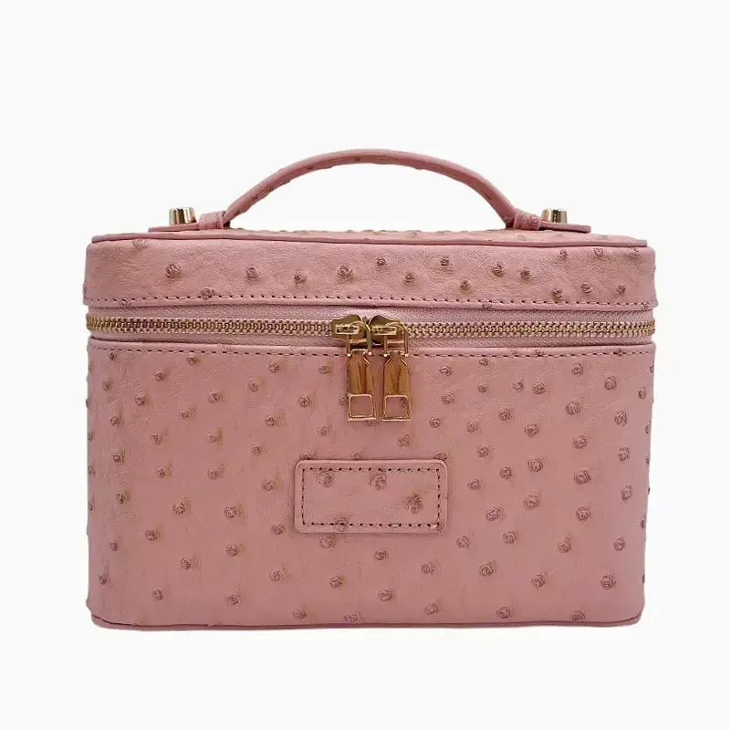 trousse de toilette de voyage personnalisable à motif d'autruche, organisateur de maquillage portable suspendu, trousse de toilette pour femmes