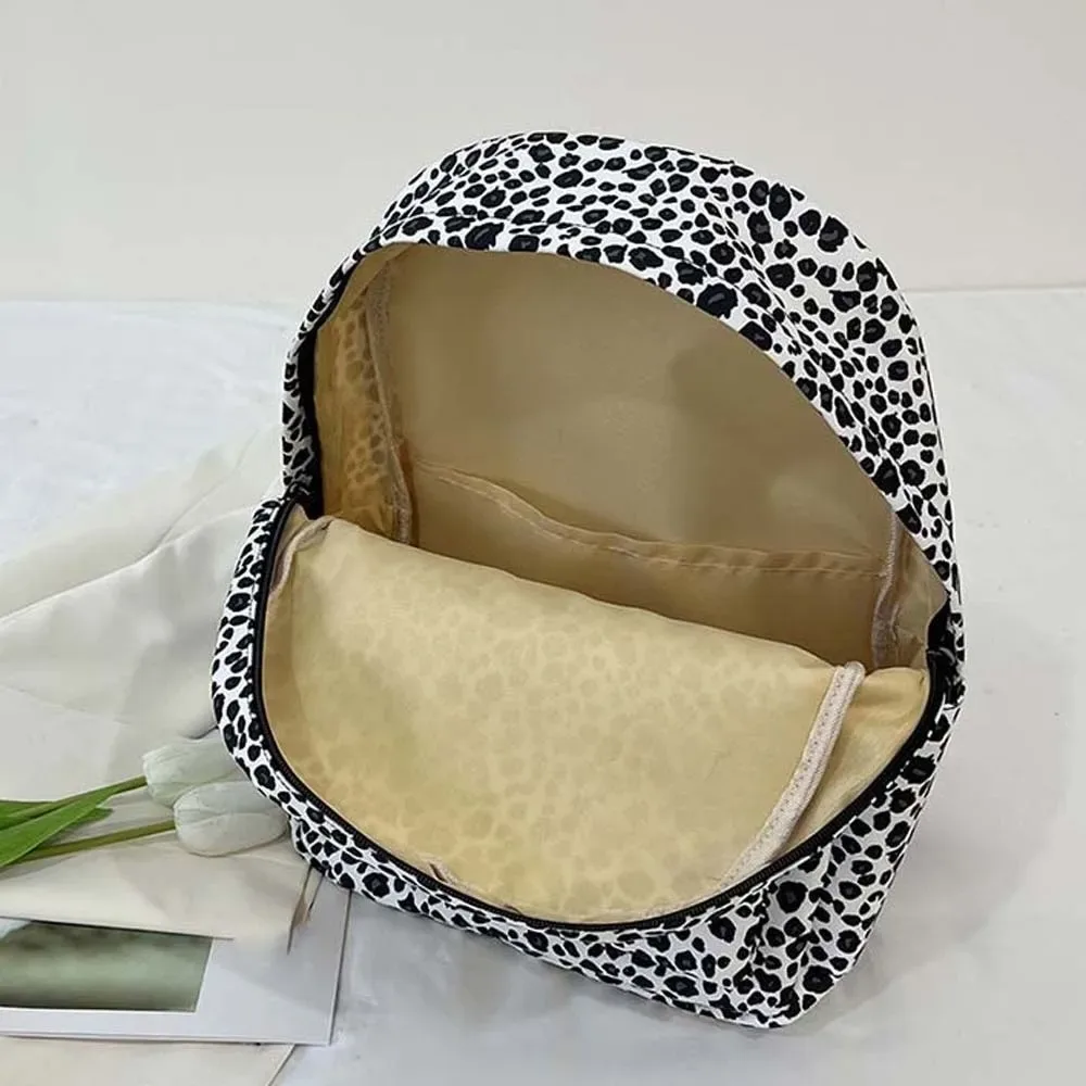 sac pour ordinateur portable en nylon à imprimé léopard, sac à dos rétro, sac d'école pour étudiants, sangle fixe en polyester, sac à dos de grande capacité pour hommes