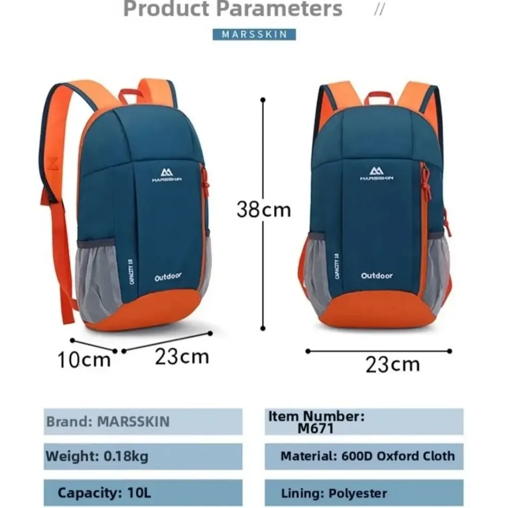 sac à dos d'escalade portable 10l, imperméable, avec fermeture éclair, sac de voyage en polyester, sac à dos décontracté pour étudiants, sports de plein air