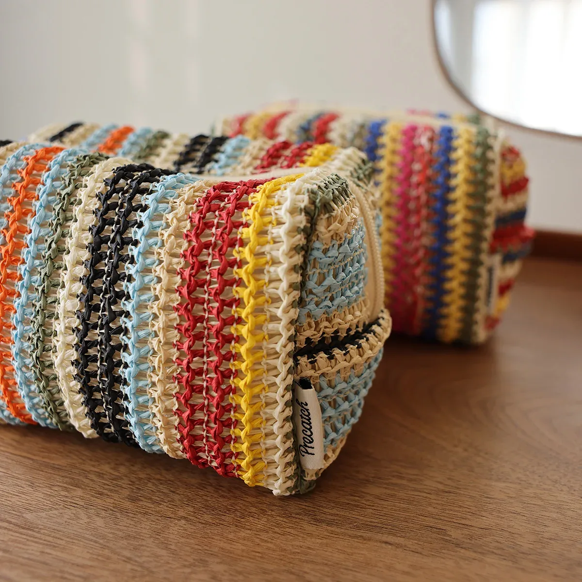 sac à cosmétiques tricoté coloré, sac à main de voyage, pochette de toilette, organisateur de cosmétiques et de soins de la peau pour femmes, sac en déplacement