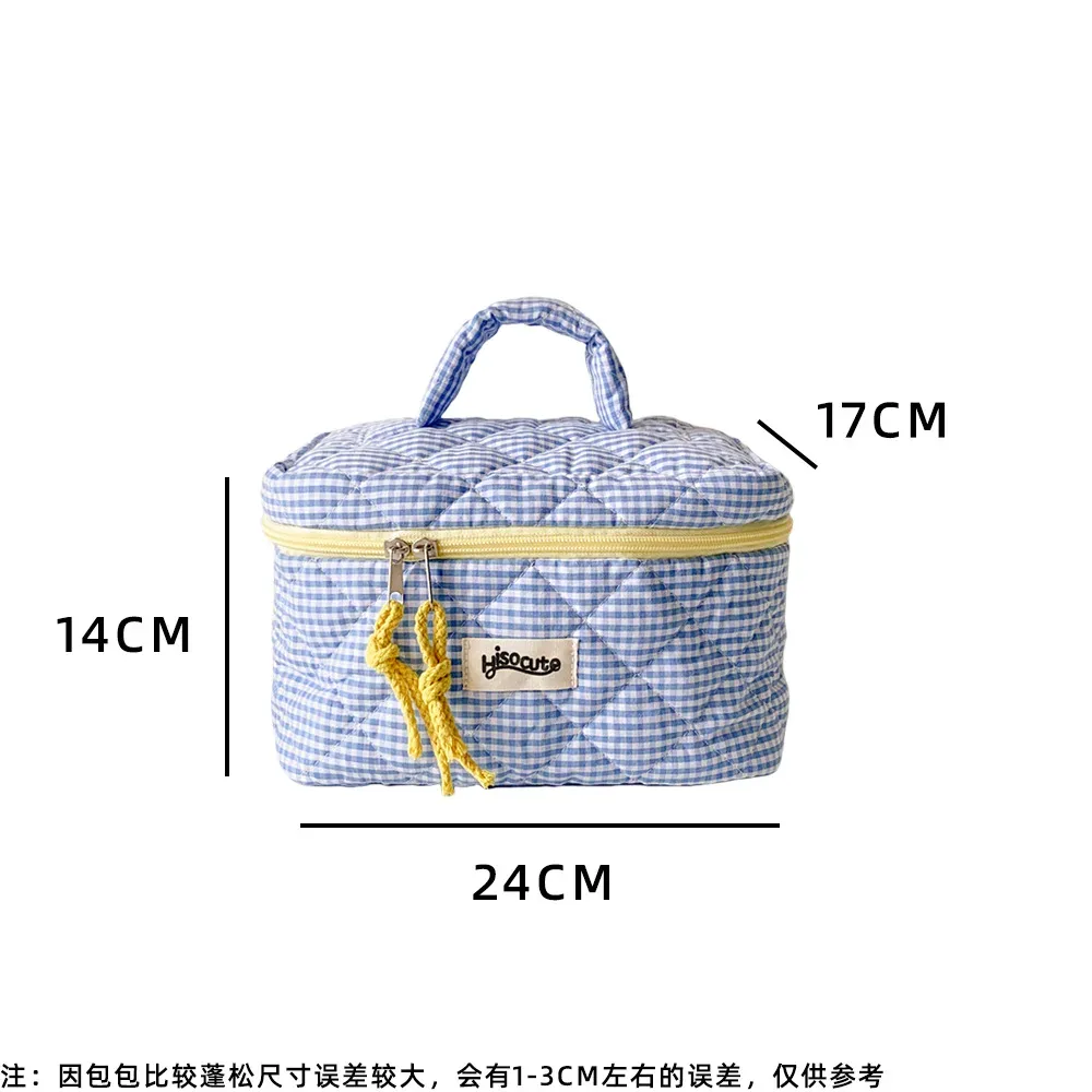 ensemble de sacs à cosmétiques à carreaux, style simple, grande capacité, sac de rangement d'outils cosmétiques portables pour la maison, trousse de toilette de salle de bain
