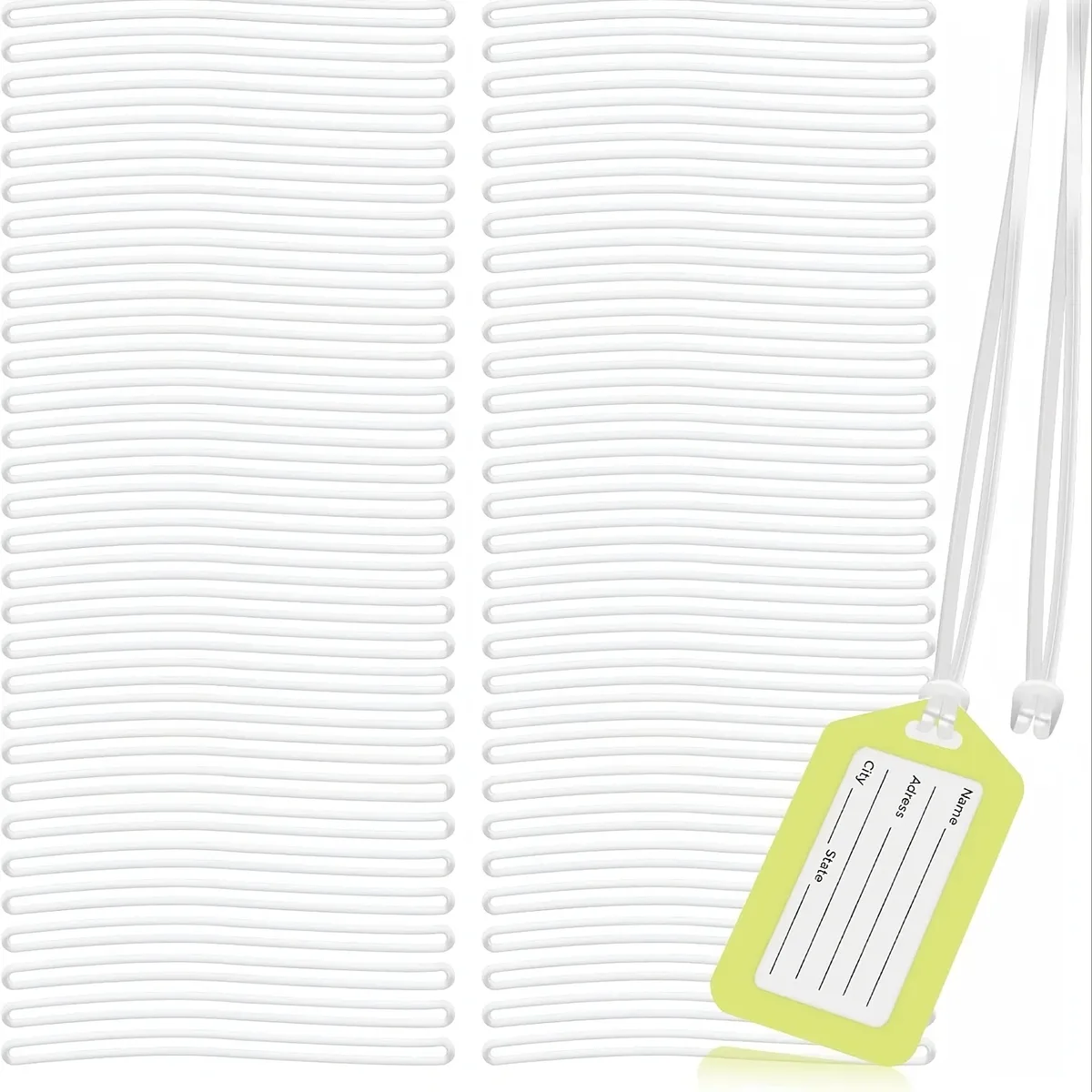 paquet de 50/100/200 sangles de bagages en plastique transparent, boucles à vis sans fin pour étiquettes de bagages, boucle d'étiquette de nom en plastique pour cartes d'identité, 6 pouces