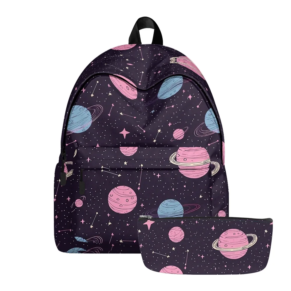 sac à dos imprimé galaxie soleil lune planètes, sacs à crayons, bretelles réglables, sac d'école léger, ensembles de voyage pour adolescents et étudiants