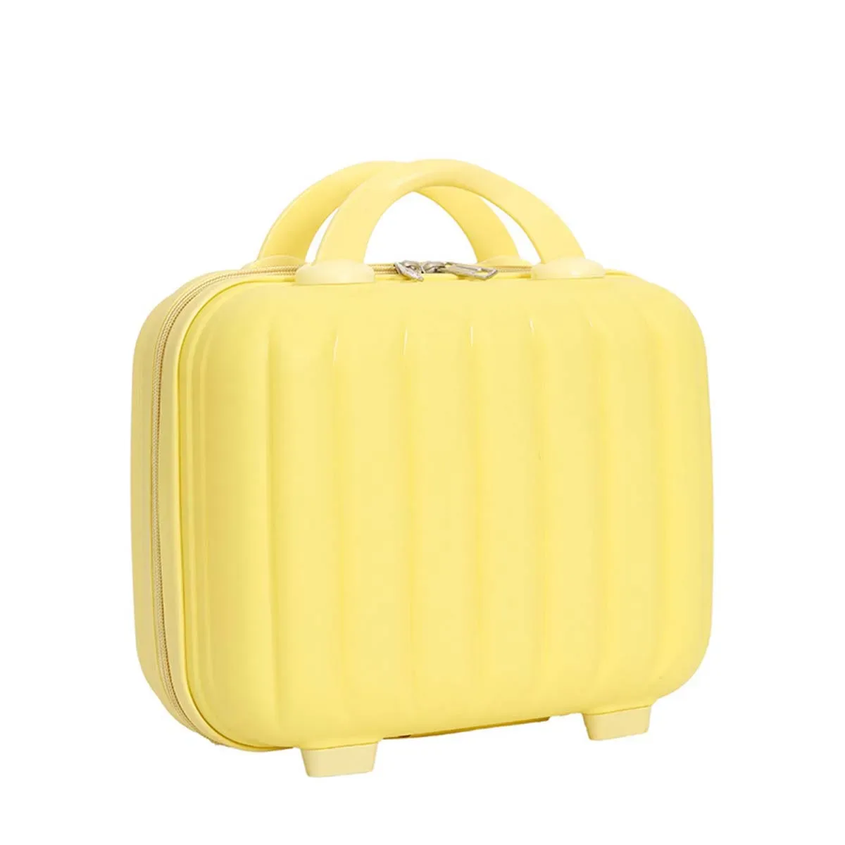 valise à cosmétiques citrouille pp de 14 pouces, valise à fermeture éclair sans mot de passe, étui de voyage de rangement pour souvenirs de mariage de couleur unie