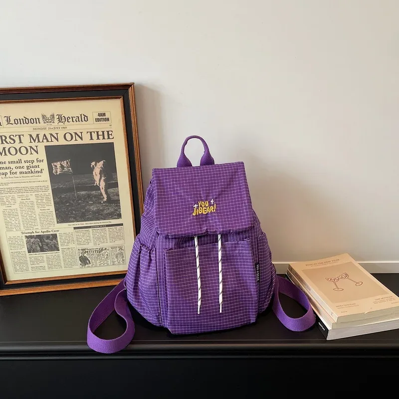 nouveau sac à dos à carreaux tendance, léger, imperméable, pour femme, idéal pour les voyages, l'université, les trajets quotidiens, l'école, avec plusieurs poches, sac à dos décontracté