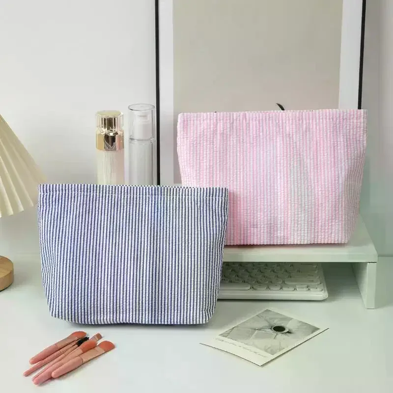sacs de rangement à rayures verticales, 1 pièce, petits sacs de maquillage à la mode pour femmes, avec fermeture éclair, sac de rangement de voyage portable