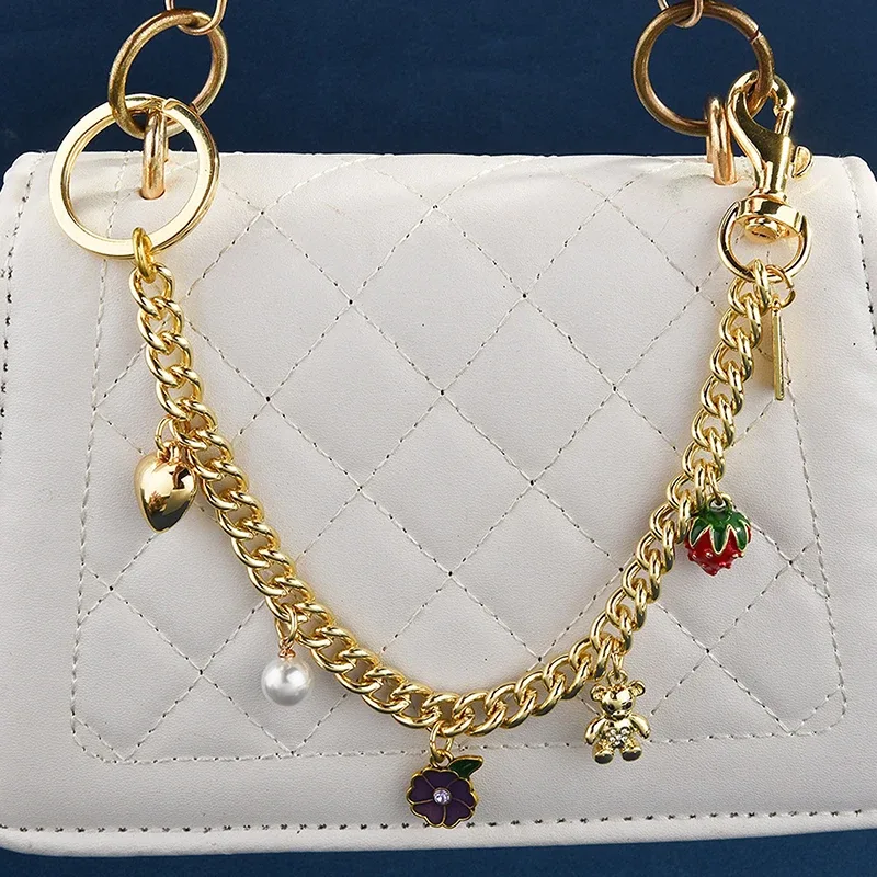 sac à pendentif ours arc-en-ciel, chaîne de sac, portefeuille en métal décoré, accessoires pour sacs à main, fourre-tout, sacs à bandoulière et sacs à bandoulière