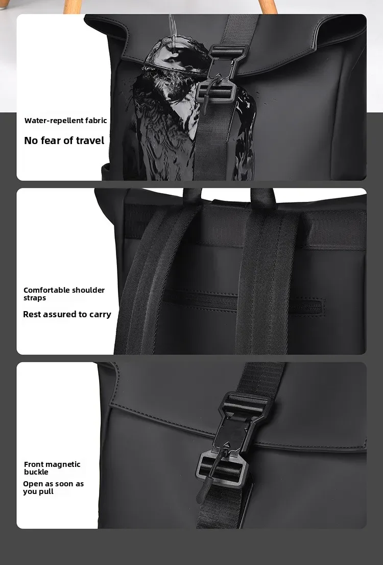 nouveau sac à dos pour homme avec fermeture magnétique, sac à dos décontracté pour les voyages en plein air, sac à dos multifonctionnel de grande capacité pour ordinateur