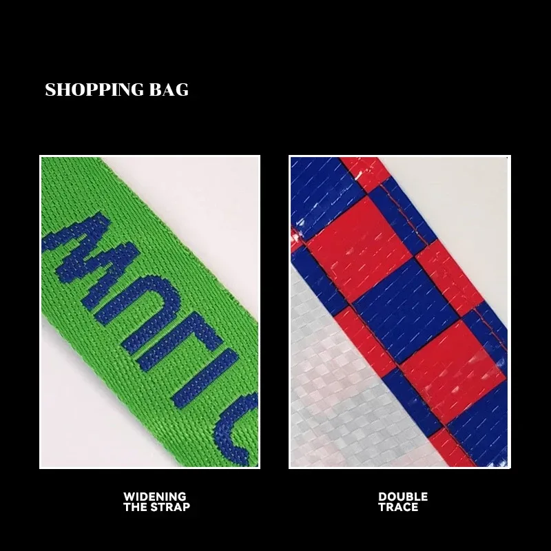 sac de courses tissé en pp, sac à bandoulière à motif à carreaux, fourre-tout réutilisable et étanche, sac à main portable pour voyage et épicerie