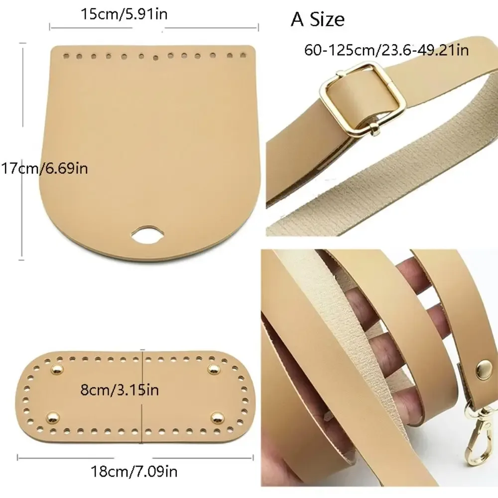 lot de 3 pièces : sangle de sac à bandoulière en cuir couleur unie, fond de sac en pu de remplacement, accessoires de sac diy, accessoires de quincaillerie faits main