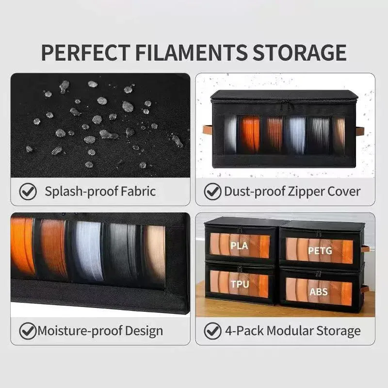 sac de rangement pour filament d'imprimante 3d, organisateur anti-humidité, pochette transparente pour bobines de 1 kg pla petg tpu abs, bac de transport pliable