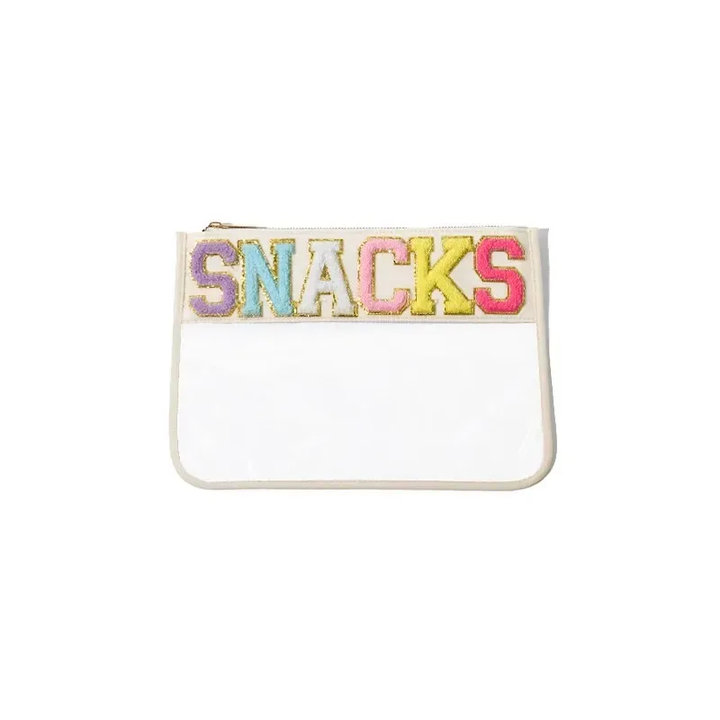 pvc lettre motif graphique voyage aéroport grande capacité portable sac de rangement de maquillage de poche