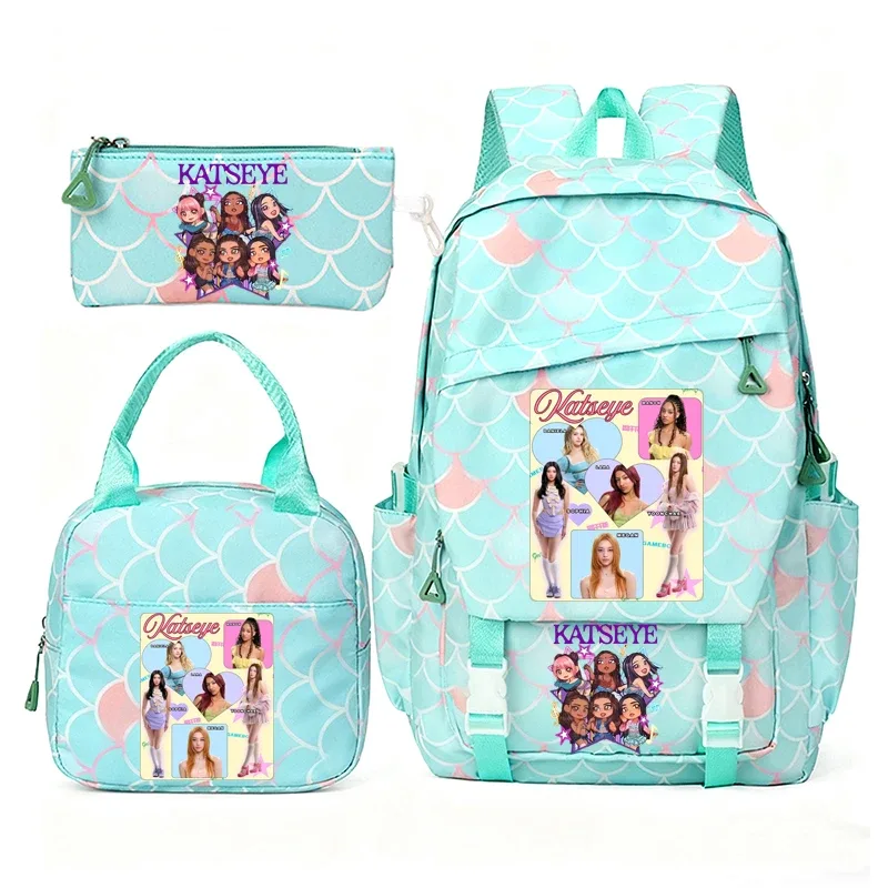 katseye musique sacs à dos pour filles garçons 3 pièces voyage haute capacité étudiants sacs d'école couleur fraîche ordinateur portable mochilas yk2