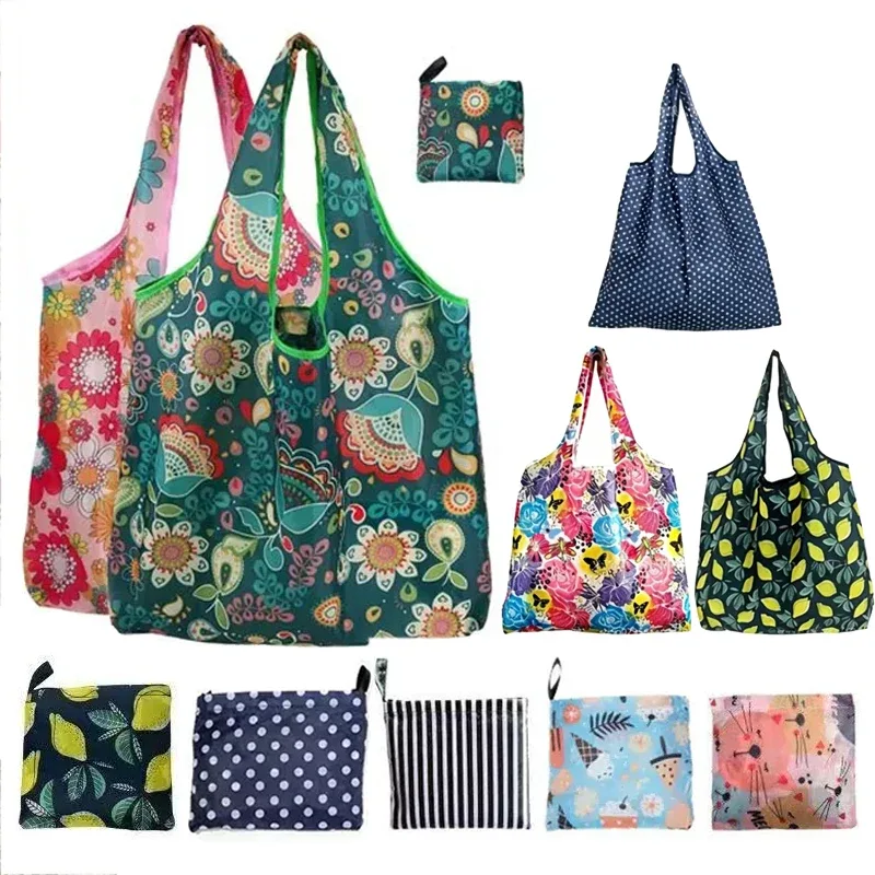 Lot de 5 sacs de courses réutilisables, grands sacs écologiques pour l'épicerie, sacs de rangement, pochette de courses à bandoulière, sac fourre-tout pliable TMZ