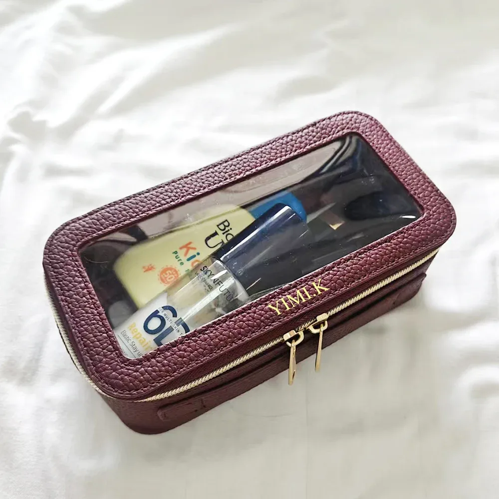 sac de maquillage pour femme, étanche, transparent, personnalisable, trousse de toilette de voyage, organiseur de bagages transparent pour femme