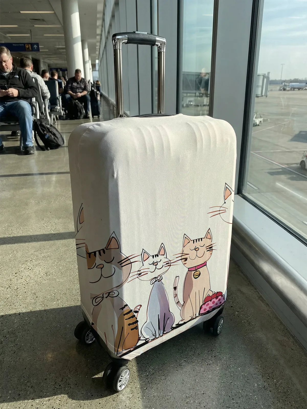 housse de bagage à imprimé chats dessinés à la main, adaptée aux bagages de 18 à 32 pouces, protection de valise, accessoires de voyage