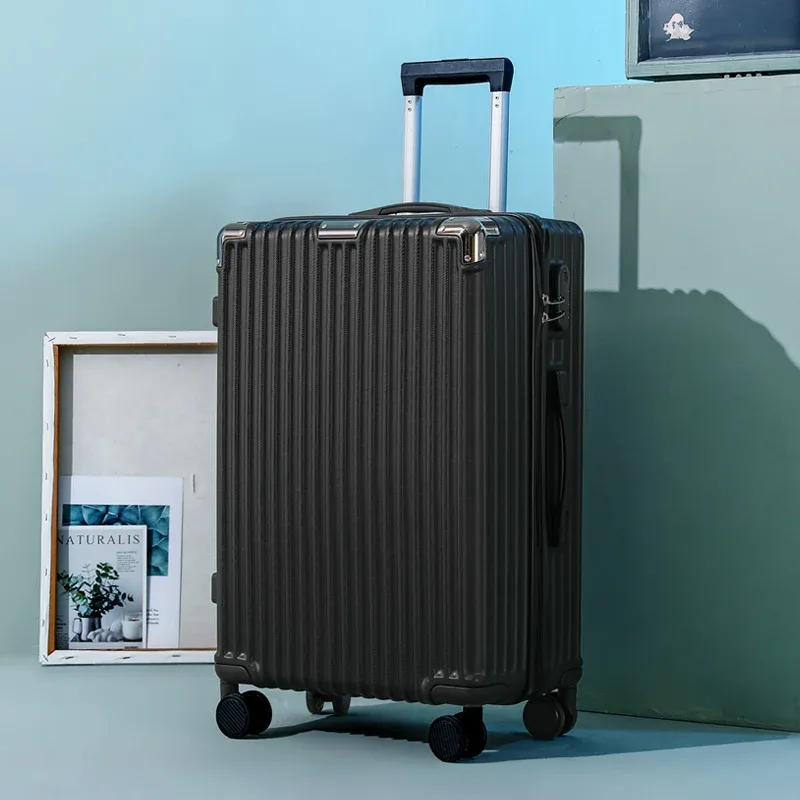 bagage pour hommes 22-24 pouces grande capacité épaissi valise de voyage durable avec mot de passe serrure étudiant valise en cuir bagage à main
