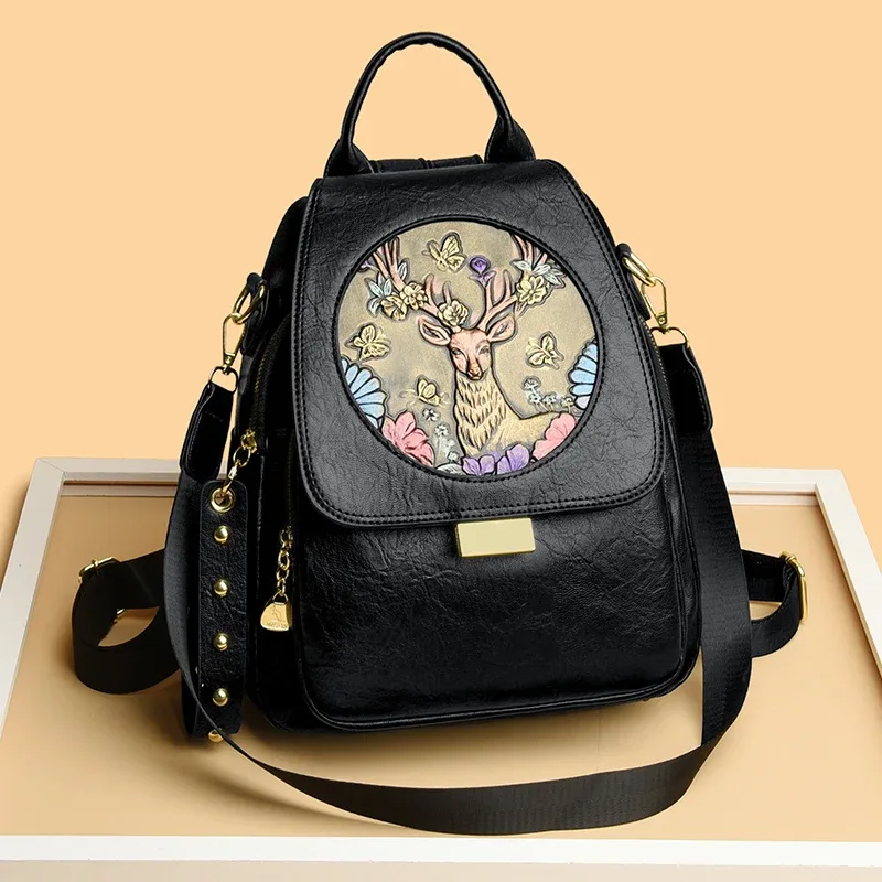 femmes de luxe en cuir véritable sac à dos décontracté dames sac à bandoulière mode grande capacité voyage femme qualité peau de vache sac à dos