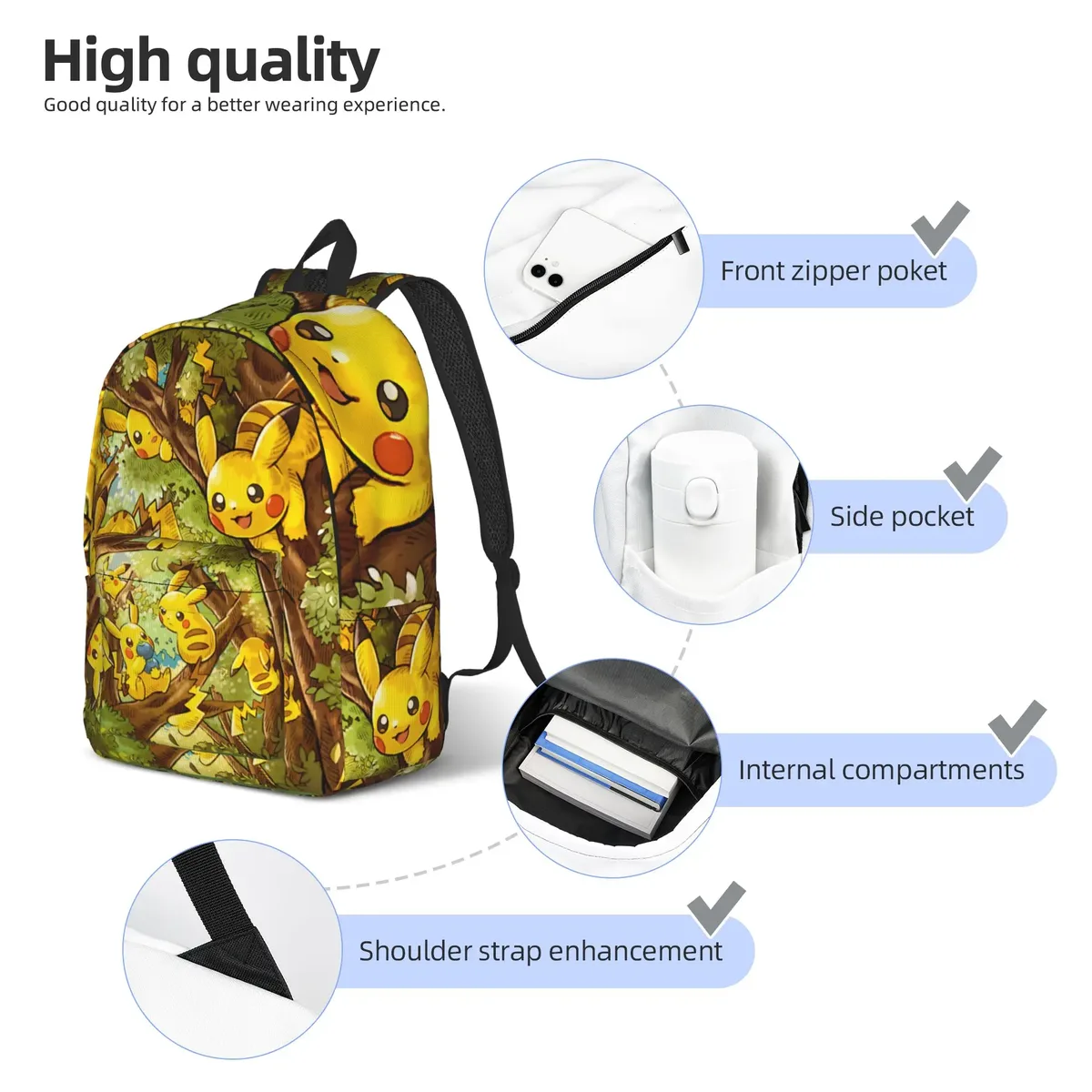 sac à dos à la mode avec personnages pokémon, funko mochilas kawaii journey, sac à dos rétro lavable