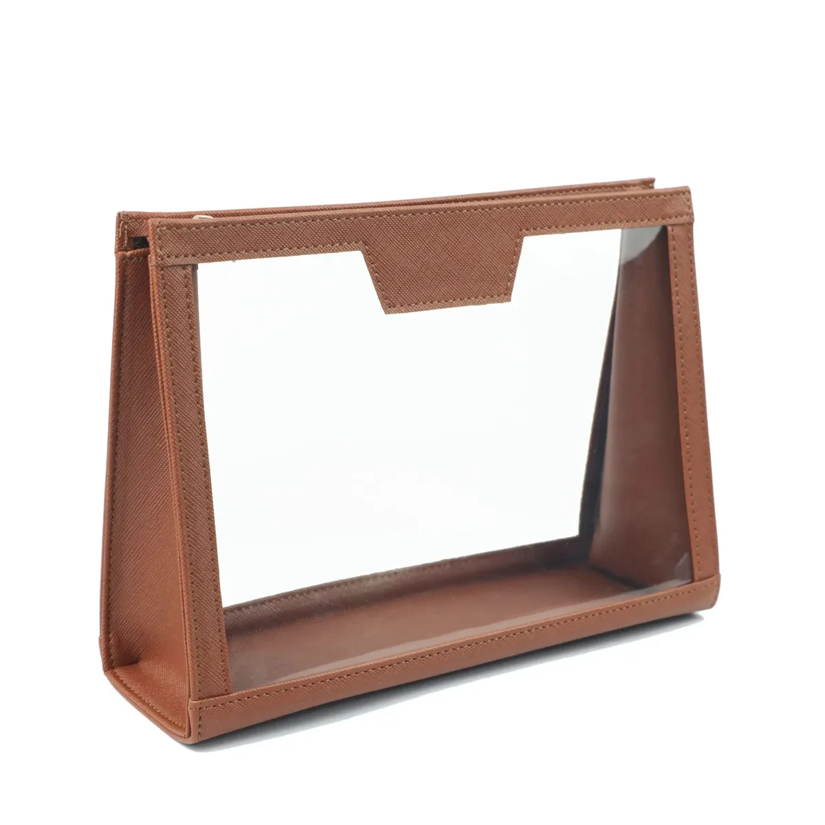trousse de maquillage en cuir saffiano pour femme, sac cosmétique transparent en pvc, sac de voyage pratique, sac de poche étanche, nouveauté