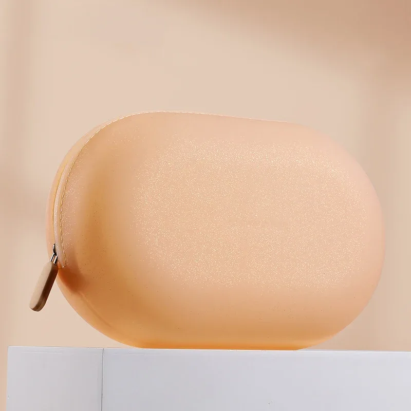 sac à cosmétiques en silicone de grande capacité, sac de rangement de voyage étanche et peu encombrant, fermeture éclair anti-poussière, porte-monnaie de voyage