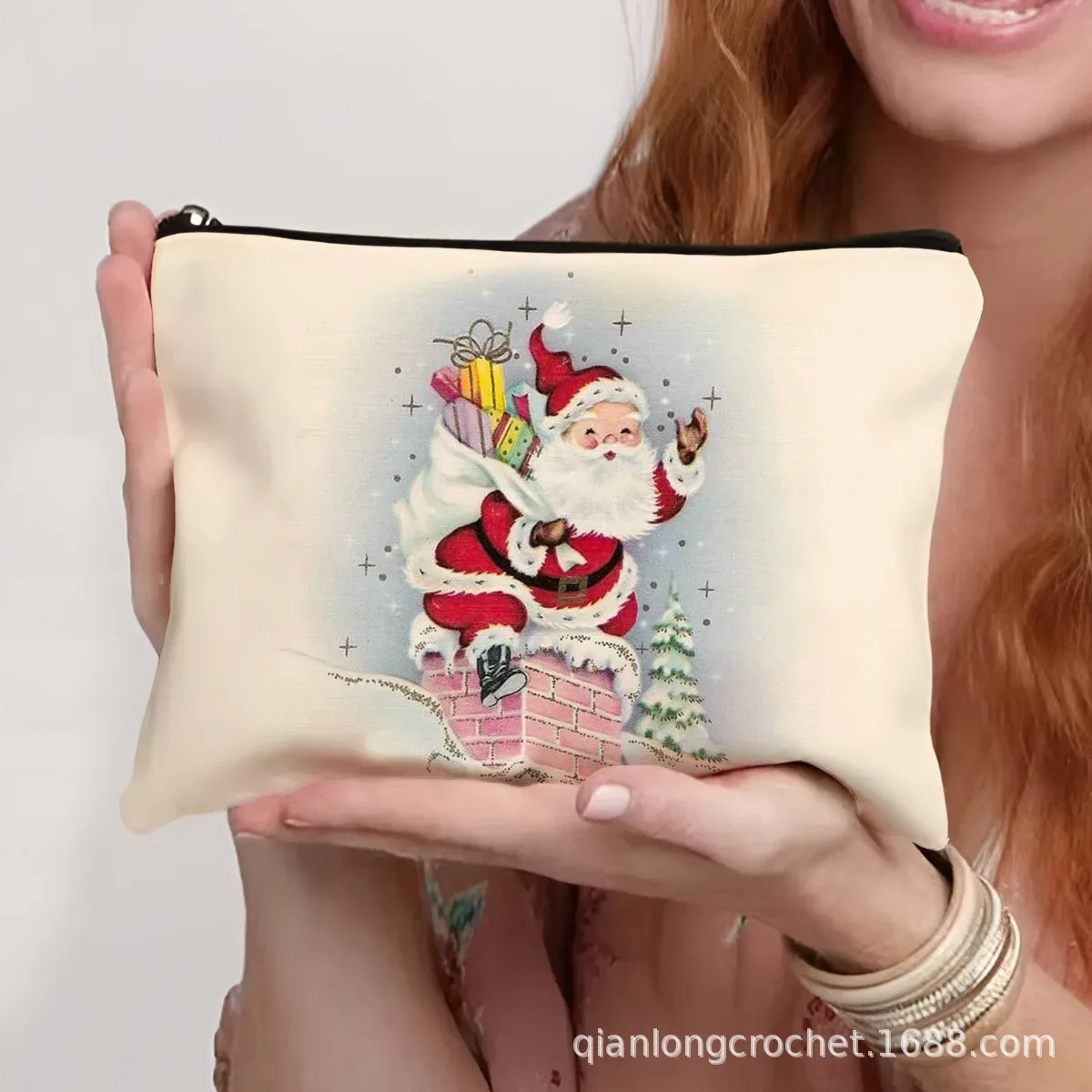sacs de maquillage tendance de noël, étuis à crayons imprimés bonhomme de neige et sacs de rangement pouvant être personnalisés pochette de maquillage, offre spéciale