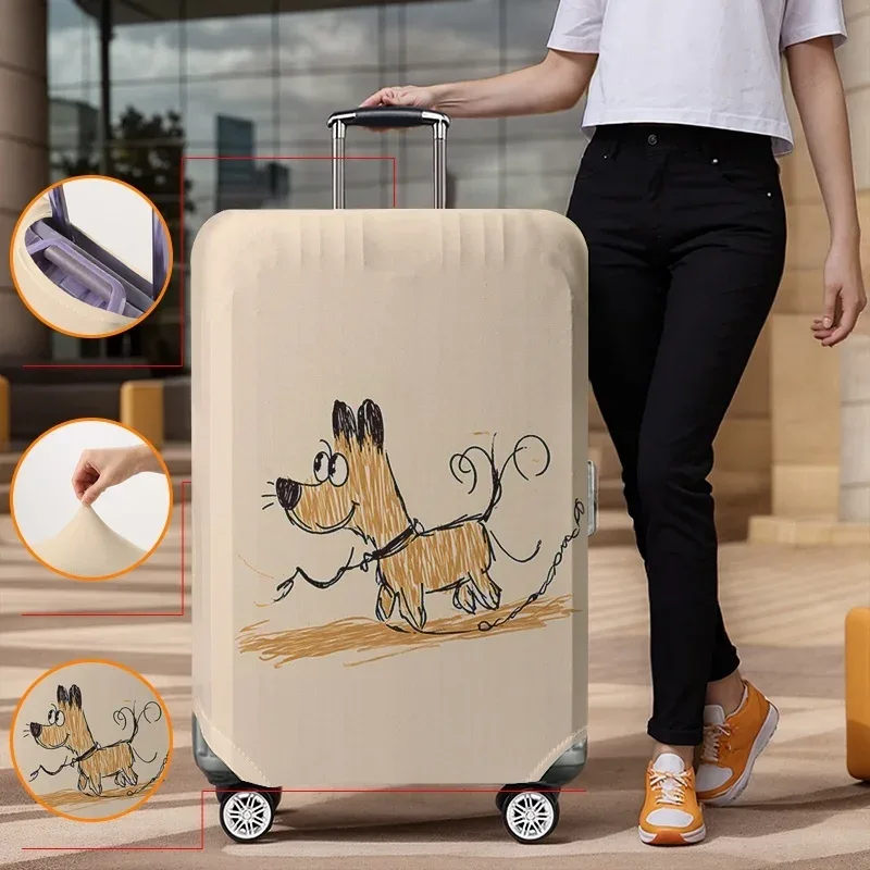 housse de protection pour bagages à motif chien, adaptée aux housses de bagages de 18 à 32 pouces, gants pour poignée de bagage, accessoires de voyage