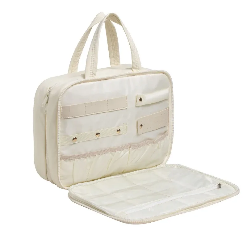 trousse de maquillage pliable à carreaux pour femmes, organisateur de voyage suspendu, trousse de toilette et de cosmétiques, pochette de beauté étanche, rangement de salle de bain