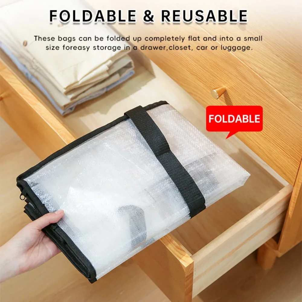 sacs de déménagement transparents très résistants, grands sacs de rangement avec fermetures éclair et poignées, organisateurs de placard pour vêtements et couvertures
