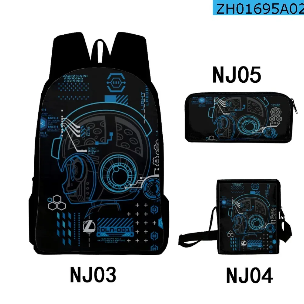 mode nouveauté cool rockman impression 3d 3 pièces/ensemble sacs d'école pour élèves sac à dos pour ordinateur portable sac à dos sac à bandoulière incliné trousse à crayons