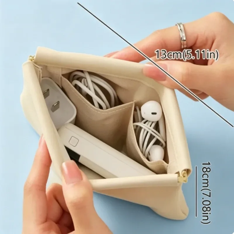 sac de rangement pour balles avec fermeture automatique, sac de rangement pour écouteurs filaires, porte-monnaie en pu, mini sac portable pour rouge à lèvres et maquillage, 1 pièce