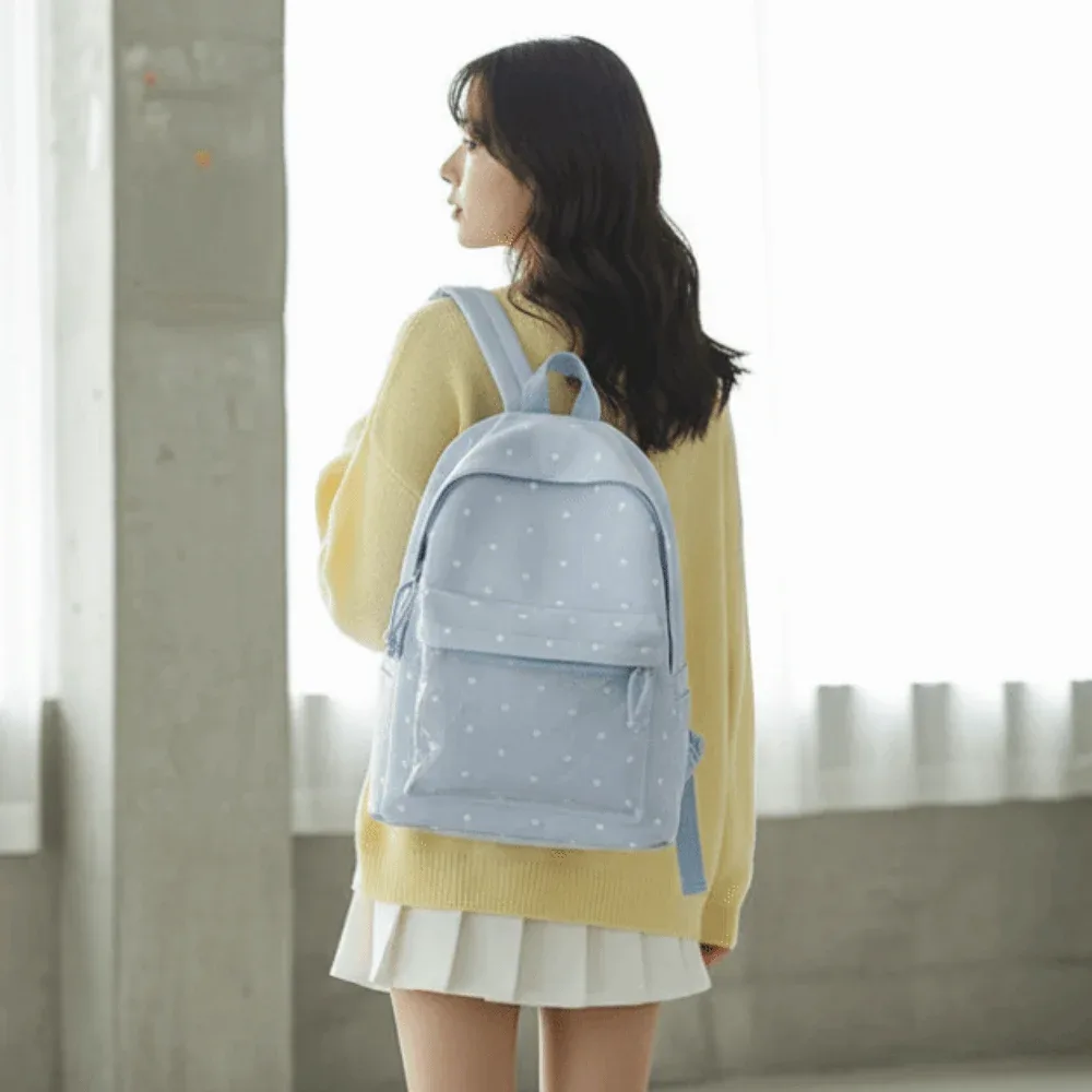 sac ita de style japonais avec fenêtre transparente, grande capacité, sac à dos transparent, doublure légère en polyester, sac à dos à pois.