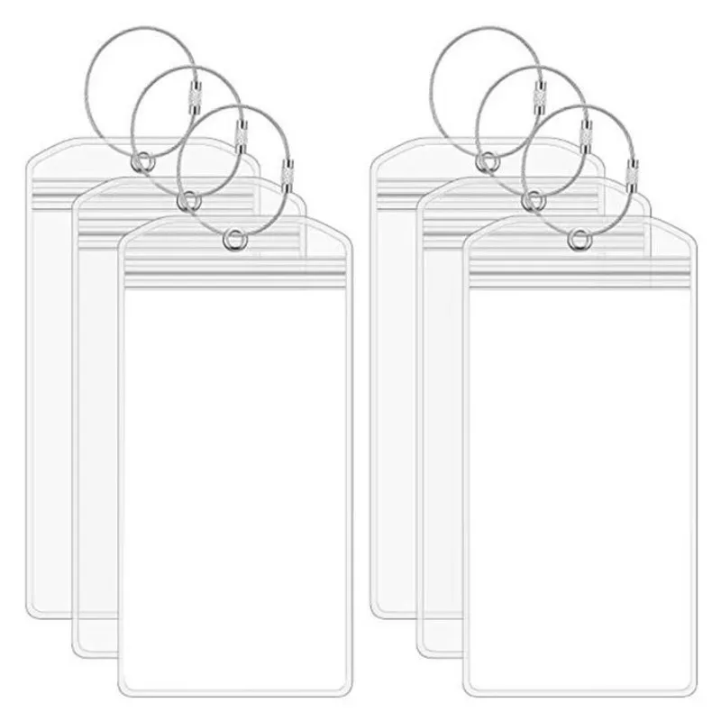 étiquettes de bagage de croisière, étanches, auto-scellantes, accessoires en plastique pvc transparent, anneau en acier inoxydable, étiquette de voyage de croisière, 1 à 10 pièces