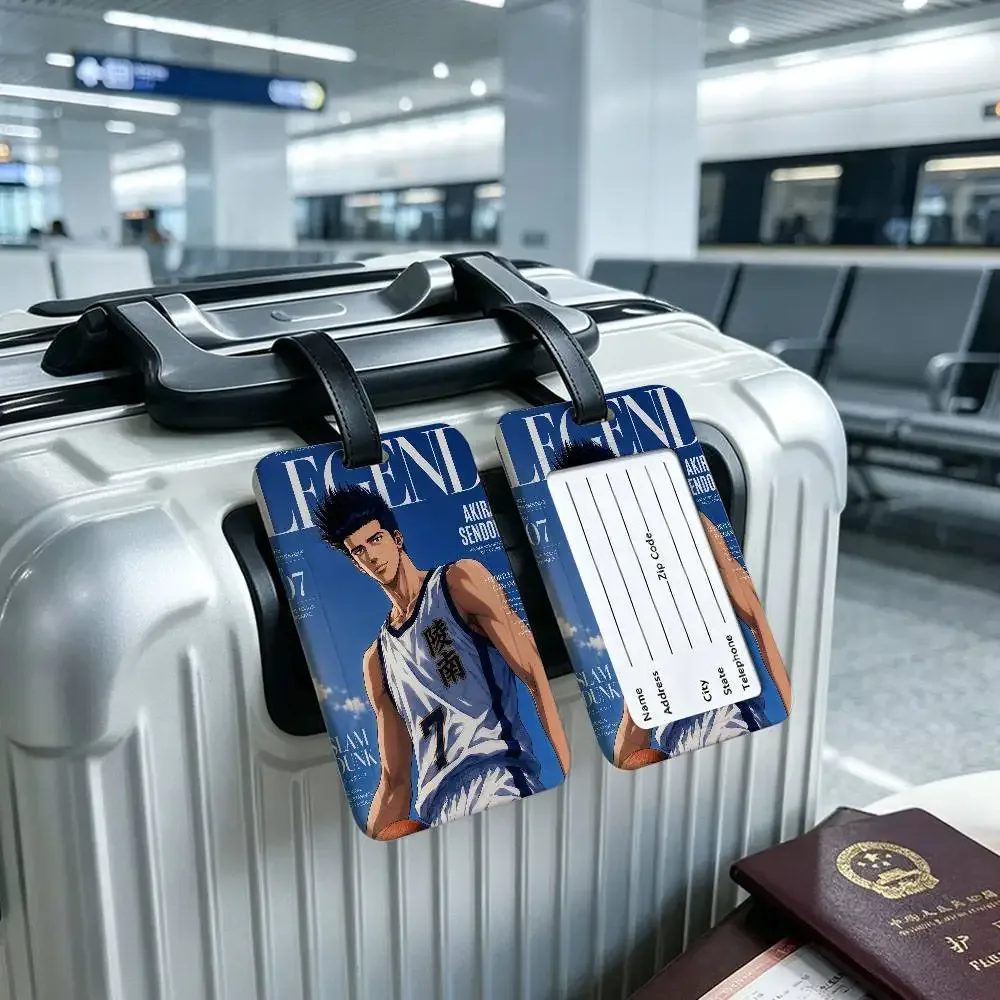 étiquette de bagage en pvc anti-perte avec motif de dessin animé japonais s-slams d-dunk, étui de protection imperméable pour carte d'information, pour valise et sac à main